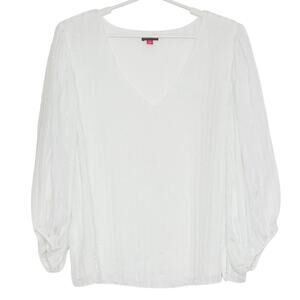 Vince Camuto Top Y2K Boho Cottage Coastal Grandma Fairy Balloon Sleeve White 3X